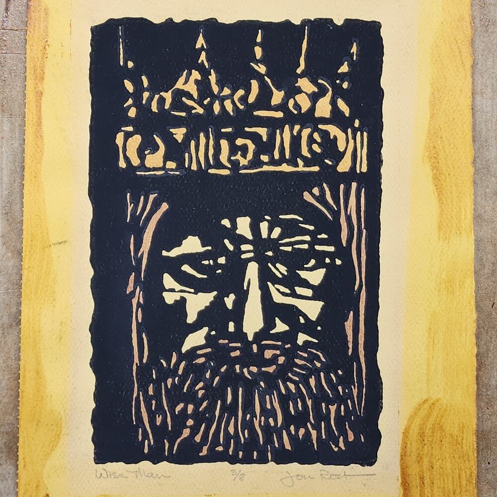 Jon Rost - Wiseman Wood Etching, 3 of 8 Hand Signed 6" x 7.5" Art Print